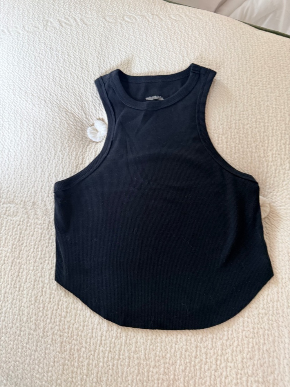 Wild FableClassic Black Ribbed High-Neck Tank Top